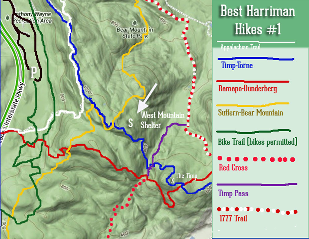 One of the best areas to hike in Harriman State Park is near the Anthony Wayne Recreation Area, off the Palisades Parkway (Exit 17).