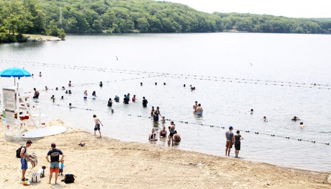 Tiorati Beach, where you can lock your bike, pick up a map or an ice cream or a sandwich, and go for a swim.